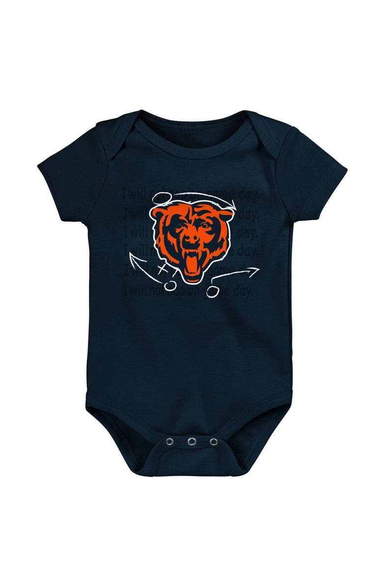 Outerstuff Newborn & Infant Orange/Navy/Heather Gray Chicago Bears Three-Pack Eat, Sleep & Drool Retro Bodysuit Set, Alternate, color, Orange