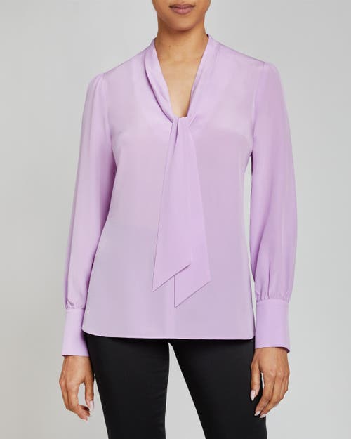 Santorelli Francis Tie-neck Crepe De Chine Blouse In Lavender