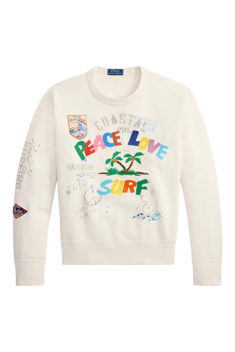 Vintage Fit Peace Love Surf Embroidered Sweatshirt, Alternate, color, NEVIS