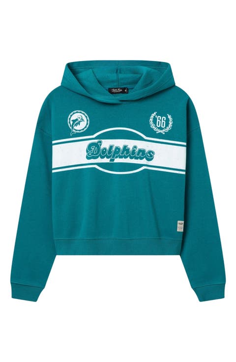 Dolphins Oversized Cropped Graphic Hoodie