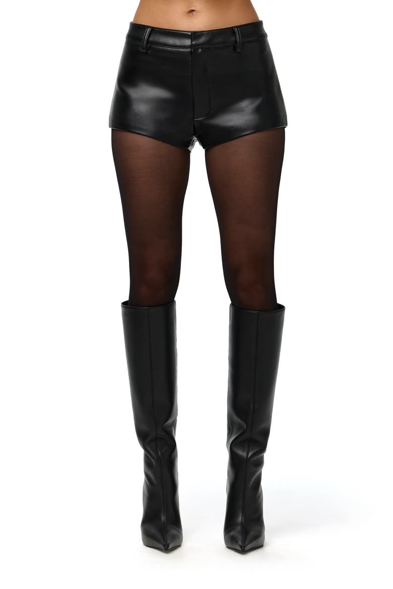 Faux Leather Hot Pants, Main, color, BLACK