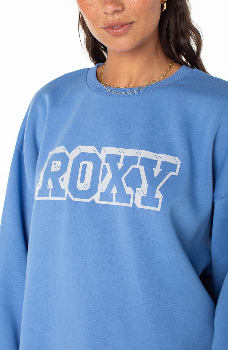 Roxy Morning Hike Oversize Logo Graphic Sweatshirt, Alternate, color, Riviera Solid