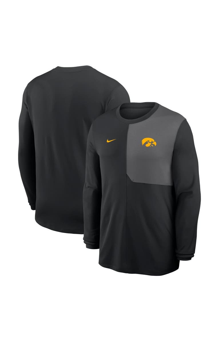 Nike Men's Nike Black Iowa Hawkeyes 2025 Sideline Coach UV Performance Long Sleeve T-Shirt, Main, color, Black
