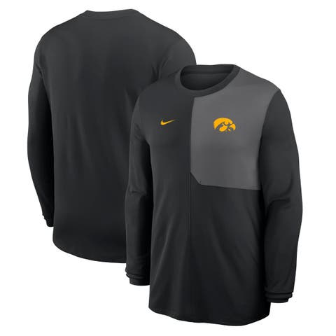 Men's Nike Black Iowa Hawkeyes 2025 Sideline Coach UV Performance Long Sleeve T-Shirt