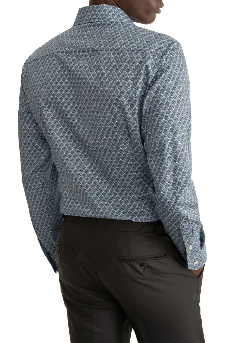 Slim Fit Geometric Twill Shirt, Alternate, color, MEDIUM GREEN