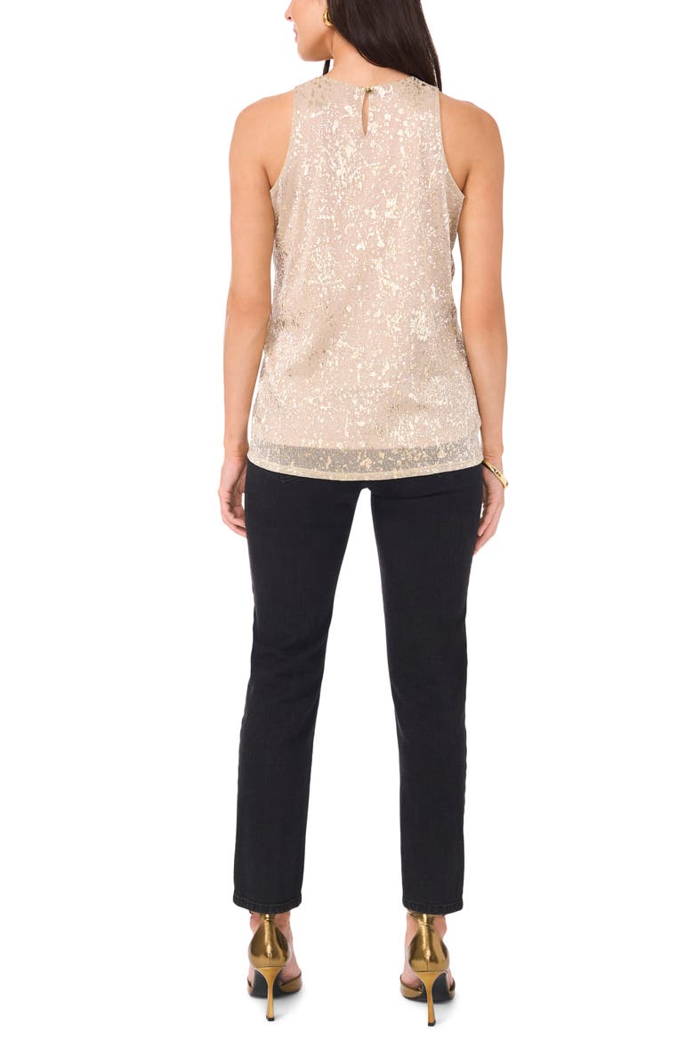 Vince Camuto Shirred Foil Print Tank, Alternate, color, Gold