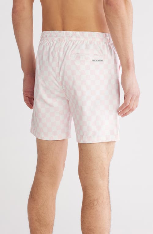Public Art Checker Swim Shorts In Pink
