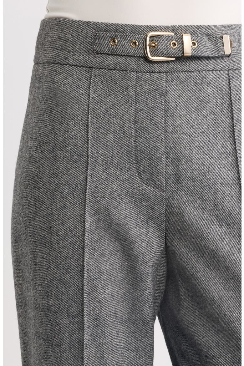 The Brenda Belt Detail High Waist Wide Leg Pants, Alternate, color, HEATHER GREY/ BLACK