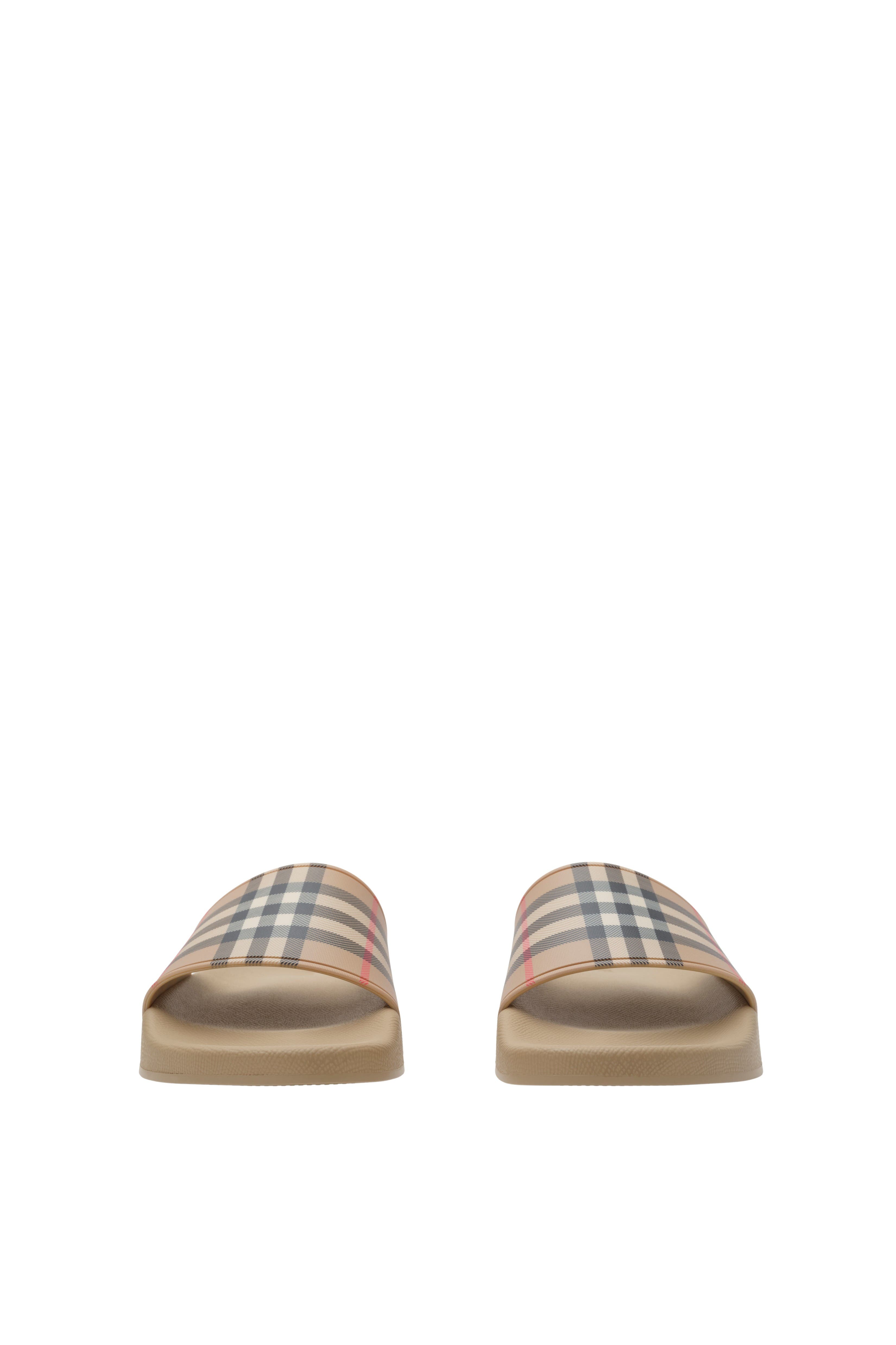 Burberry Check Slides, Alternate, color, Archive Beige
