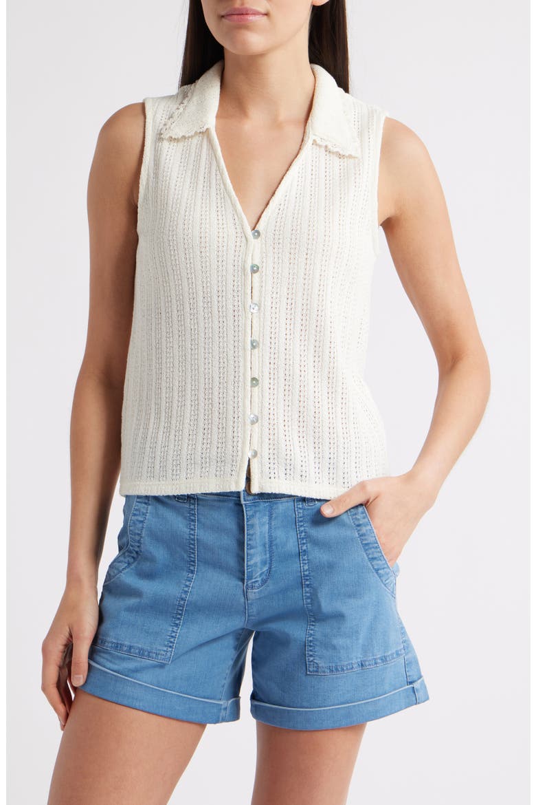 Knit V-Neck Sweater Vest, Main, color, VINTAGE IVORY