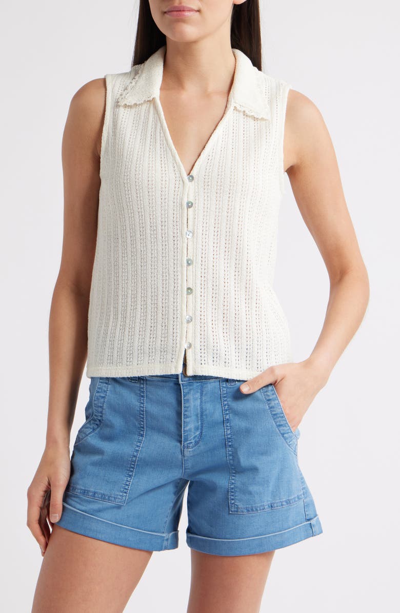 Madewell Knit V-Neck Sweater Vest, Main, color, Vintage Ivory