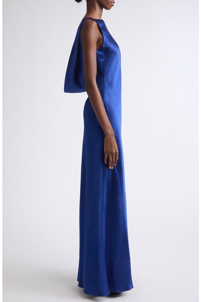 Cowl Back Satin Gown, Alternate, color, COBALT