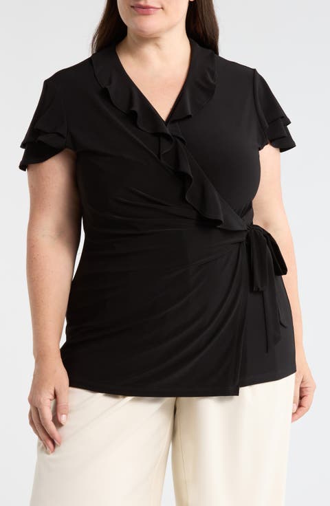 Flutter Sleeve Wrap Top (Plus)