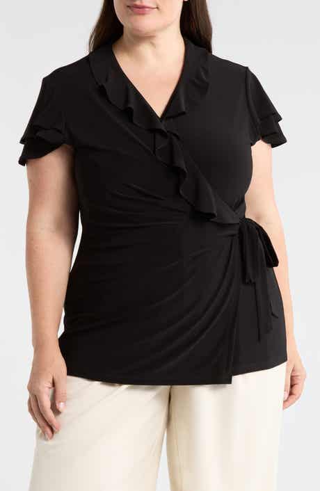 Anne Klein Flutter Sleeve Wrap Top