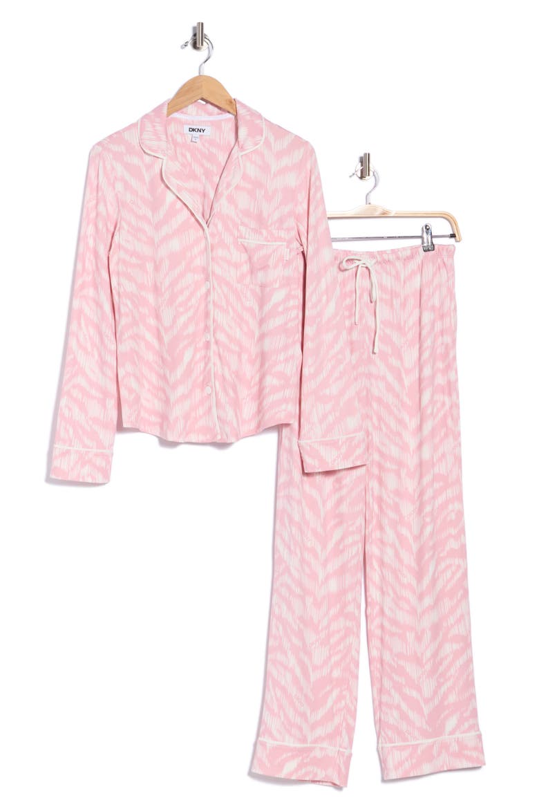 Notch Collar Pajama Set, Main, color, PINK/ PRT