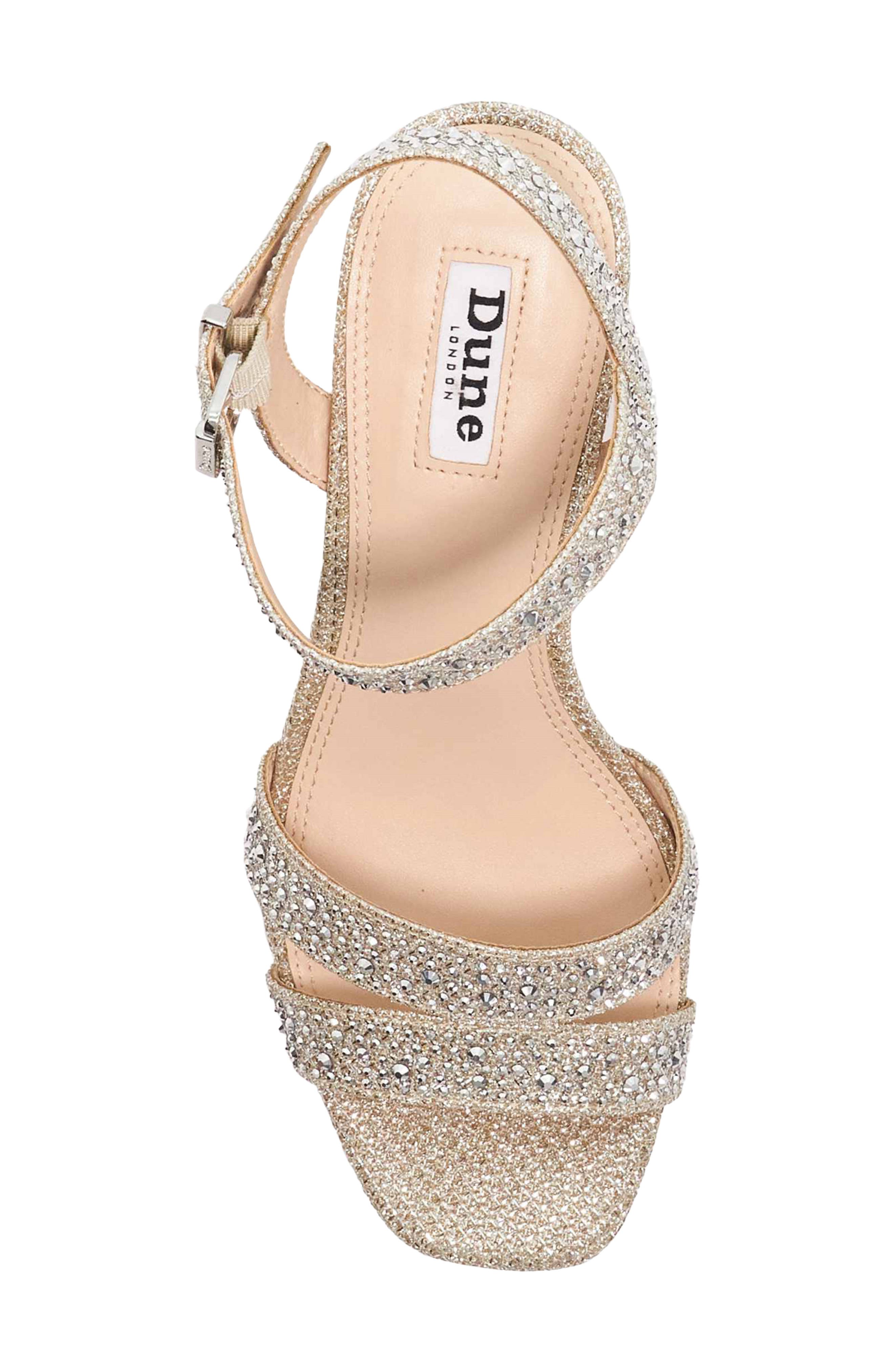 Dune London Manifesting Platform Sandal, Alternate, color, Gold Rhinestones