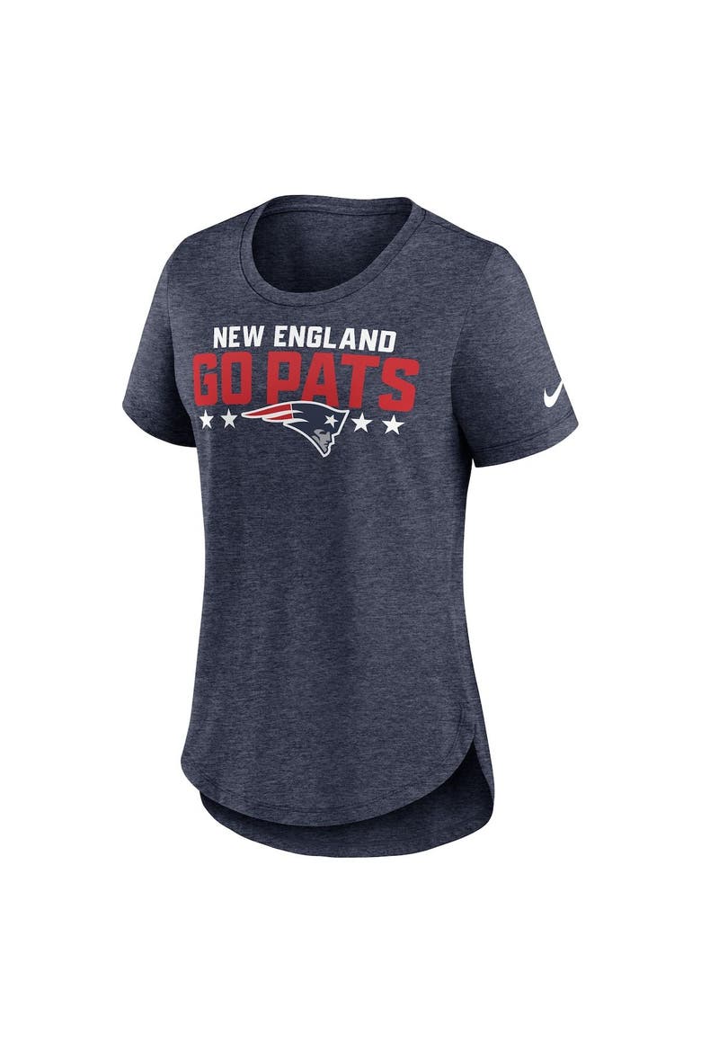 Women's Nike Heather Navy New England Patriots Local Fashion Tri-Blend T-Shirt, Alternate, color, Heather Navy