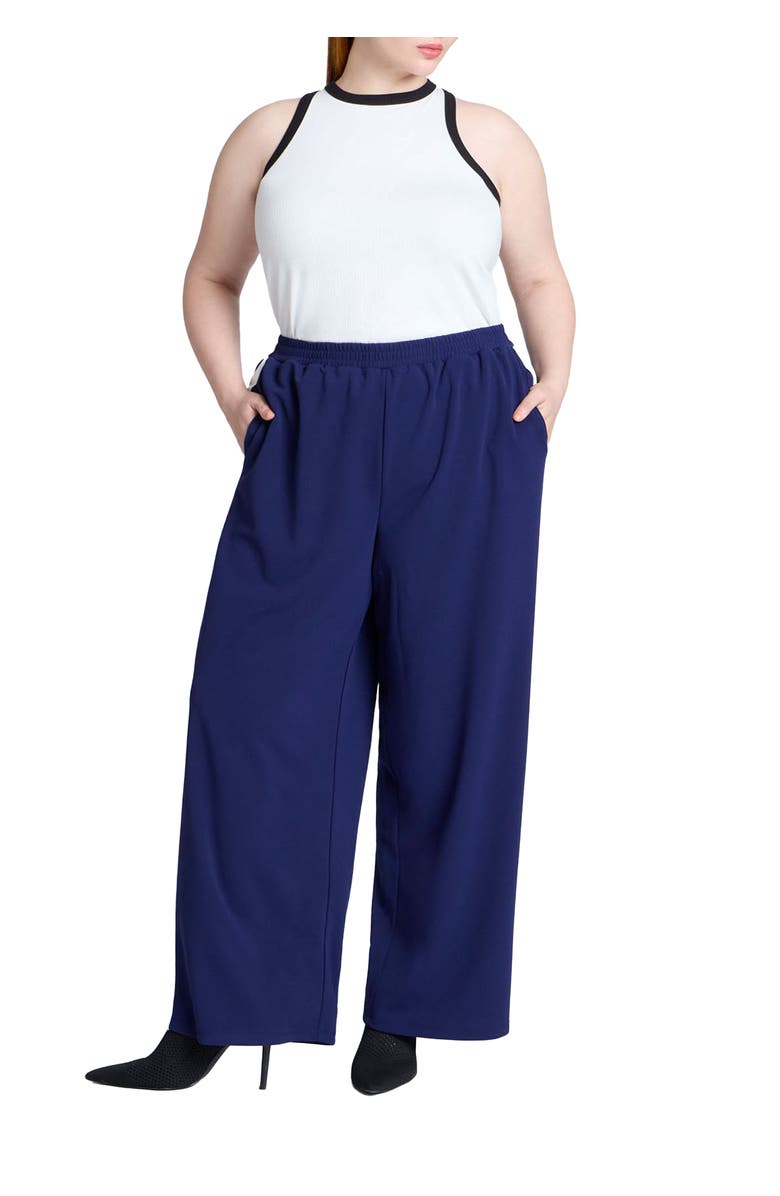 ELOQUII Track Pant With Side Stripe, Main, color, Navy
