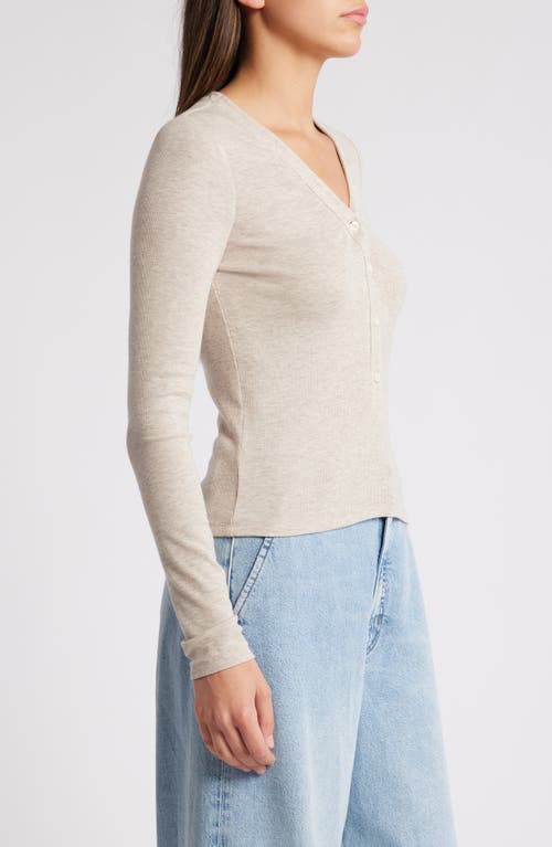 Frame Slinky Henley Top In Brown