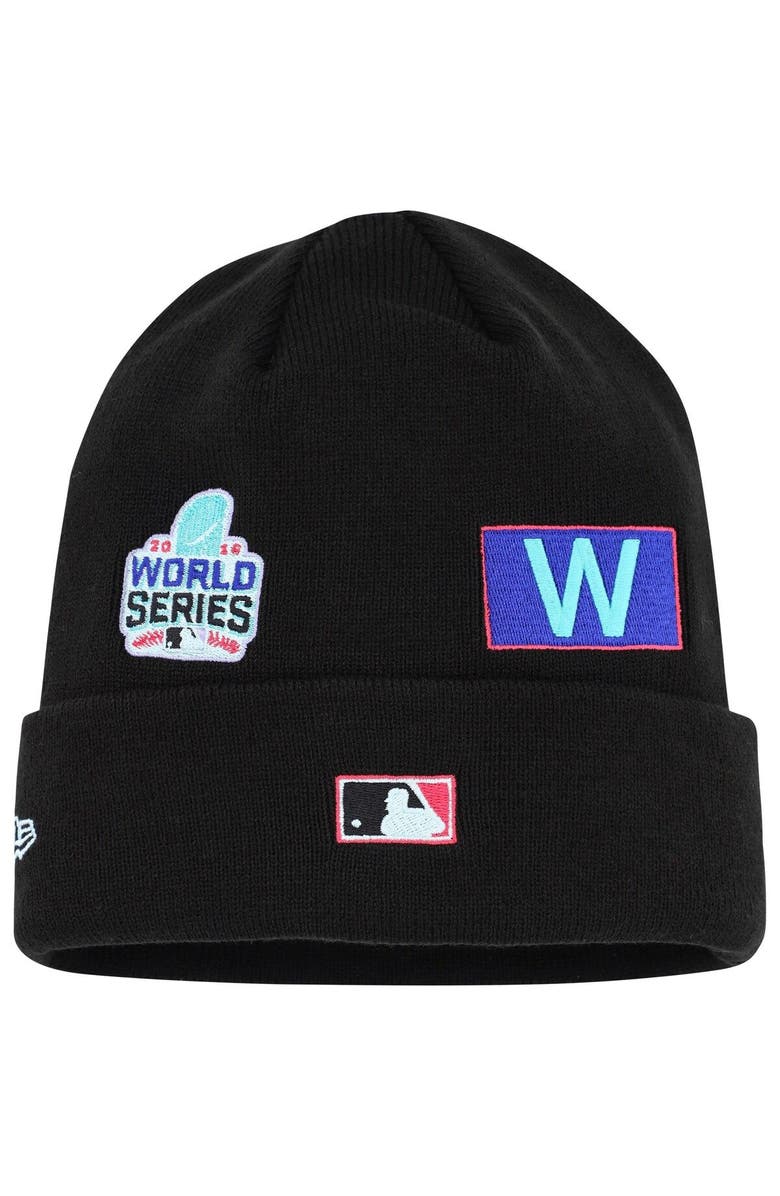 New Era Men's New Era Black Chicago Cubs Polar Lights Cuffed Knit Hat, Alternate, color, Black