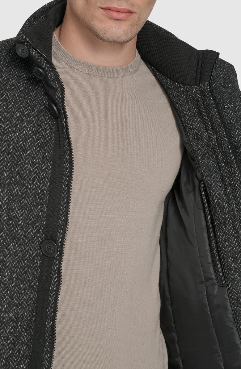 Andrew Marc Dorsey Plaid Wool Blend Car Coat, Alternate, color, Black