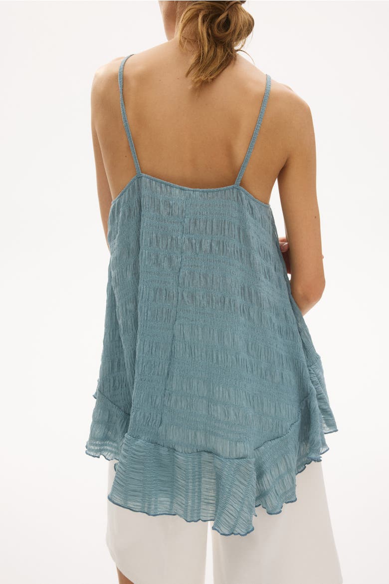 Flounced Smocked Top, Alternate, color, Dusty turquoise