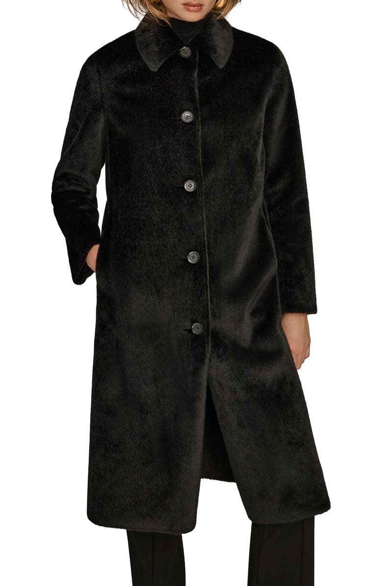 Donna Karan New York Faux Fur Coat, Alternate, color, Black