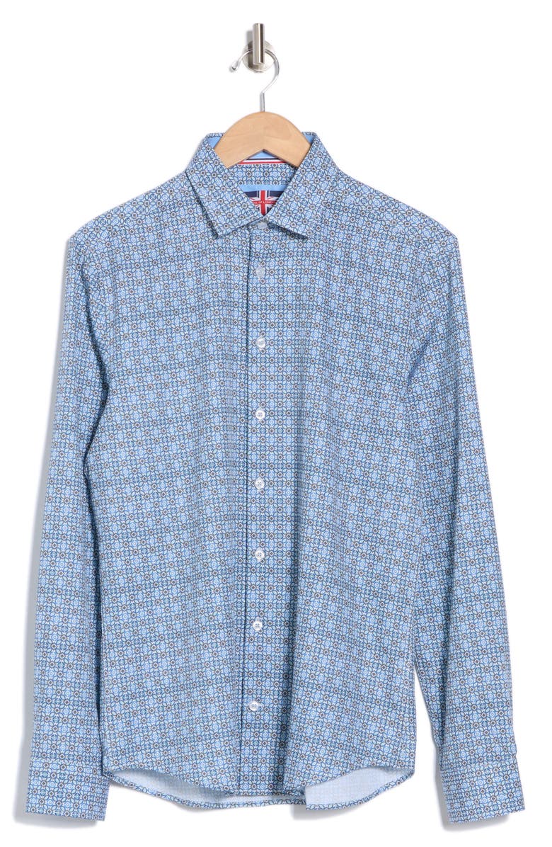 SOUL OF LONDON Geometric Print Button-Up Shirt, Alternate, color, 