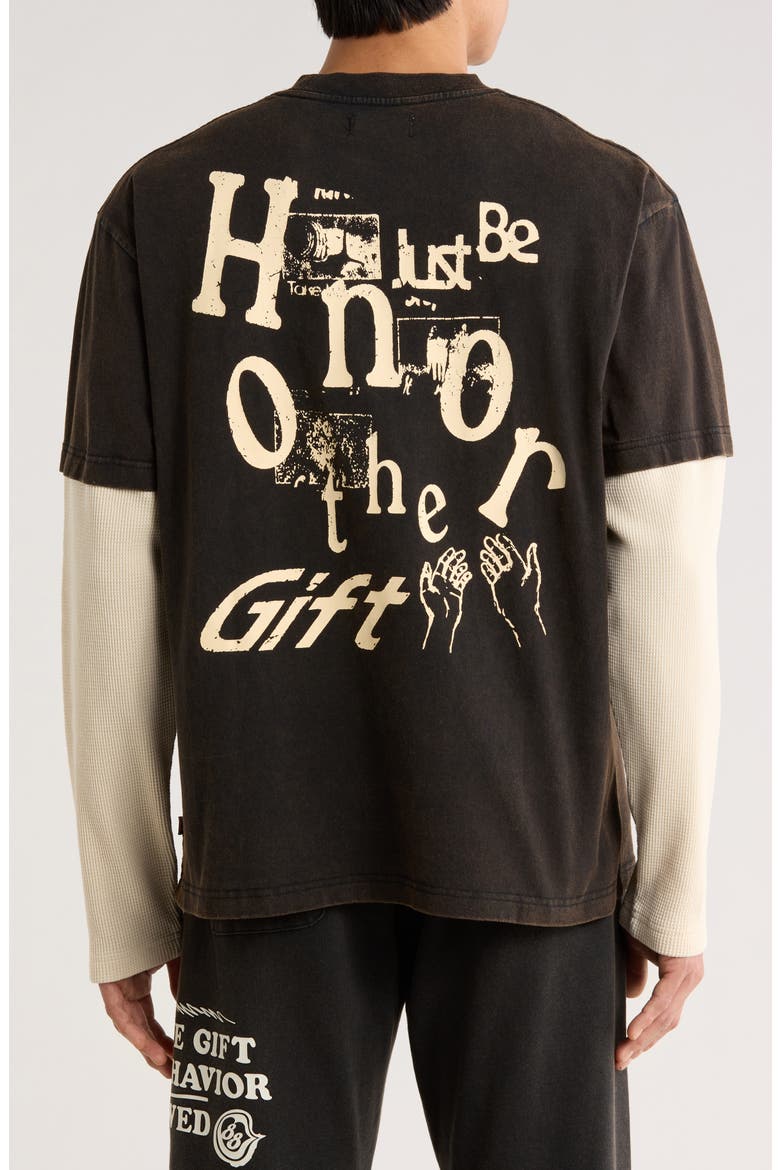 Layered Just Be Long Sleeve Graphic T-Shirt, Alternate, color, BLACK