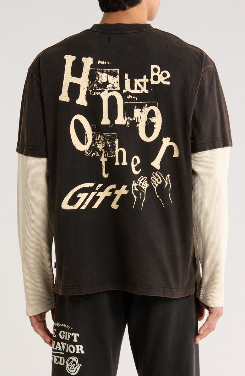HONOR THE GIFT Layered Just Be Long Sleeve Graphic T-Shirt, Alternate, color, Black