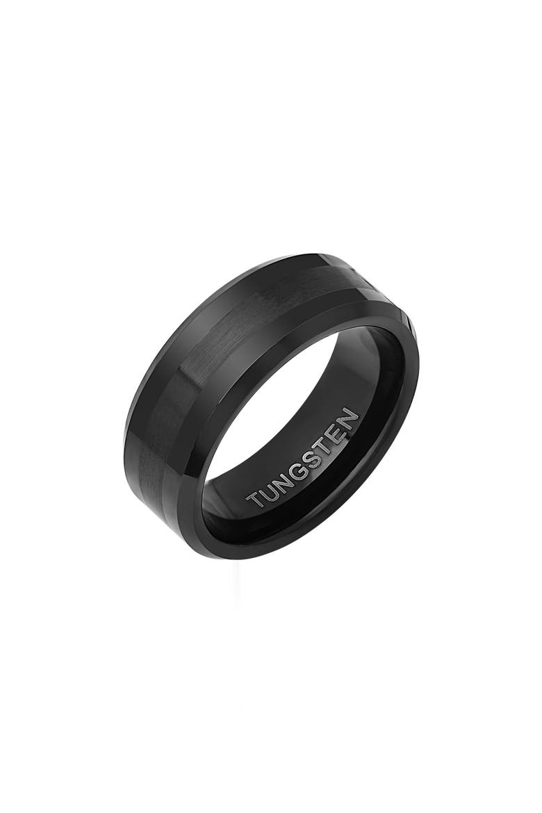 Men's Brushed Black Tungsten Ring, Main, color, BLACK