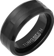 HMY JEWELRY Men's Brushed Black Tungsten Ring