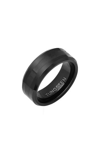 Hmy Jewelry Brushed Black Tungsten Ring In Black