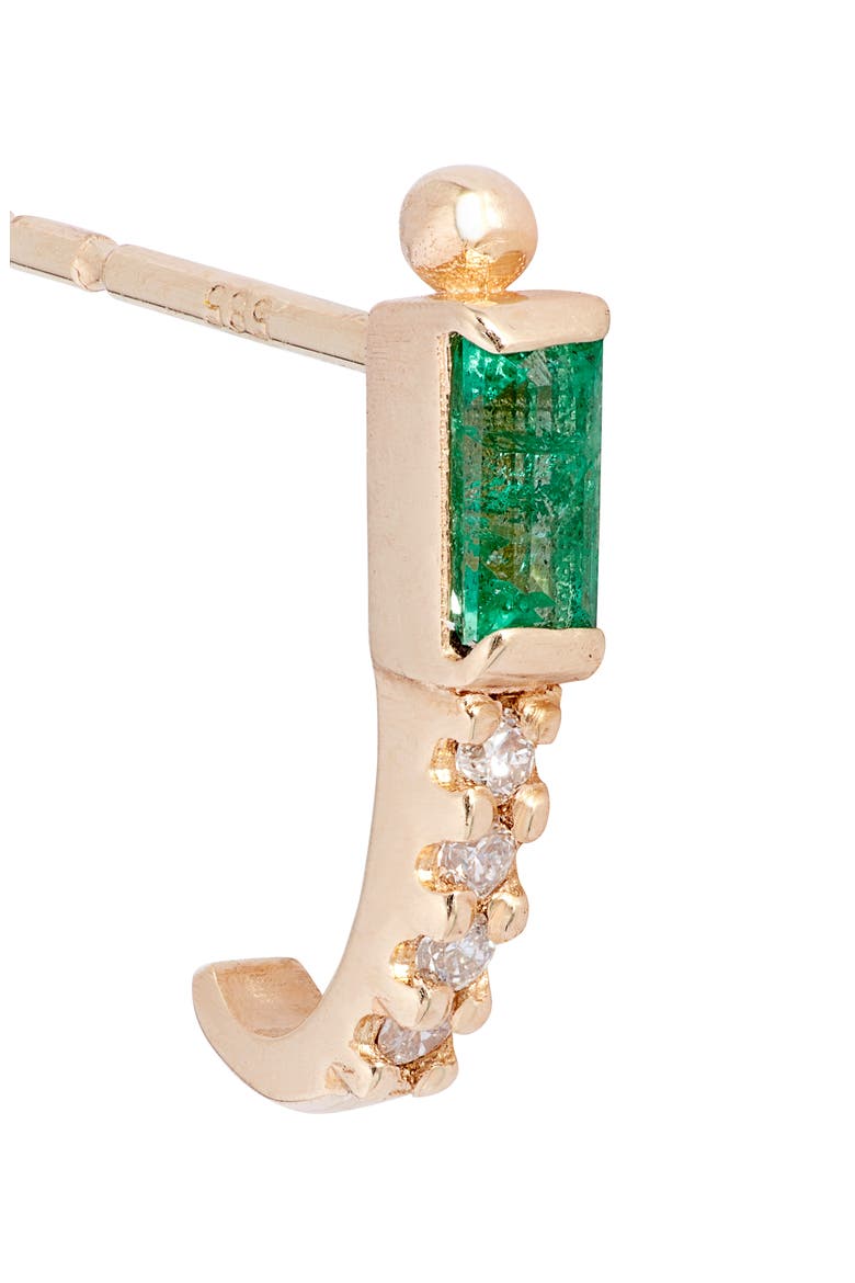 Cleo Diamond & Emerald Half Hoop Earrings, Alternate, color, GREEN