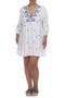 Embroidered 3/4 Sleeve Coverup