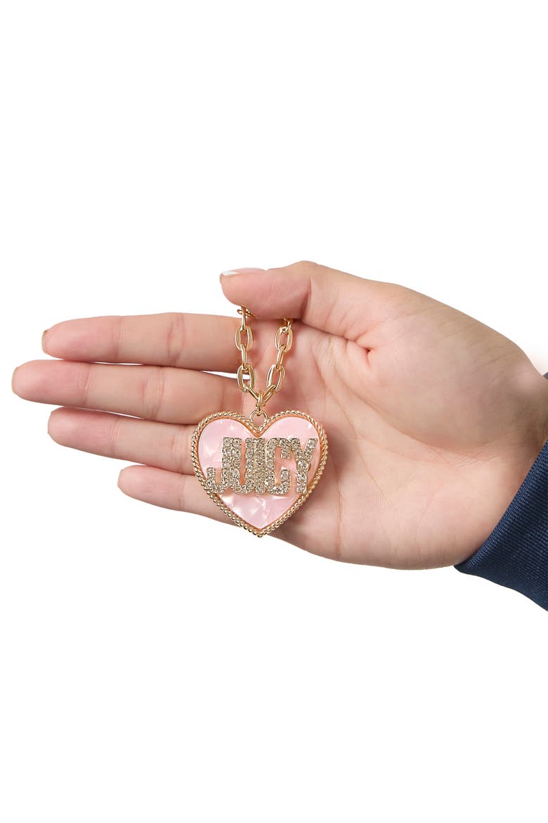'JUICY' Heart Pendant Necklace, Gold-Tone with Pink Enamel, Alternate, color, Gold Tone, Pink