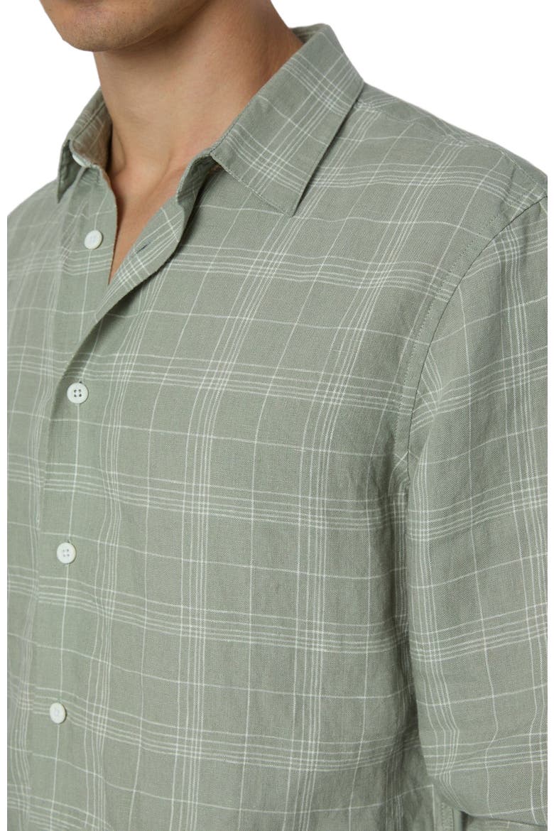 Linen Long Sleeve Shirt, Alternate, color, MUSTY GREEN/WHT