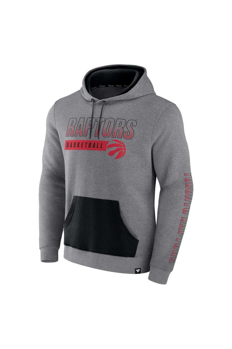Men's Fanatics Heathered Gray Toronto Raptors Off The Bench Color Block Pullover Hoodie, Alternate, color, Heather Gray