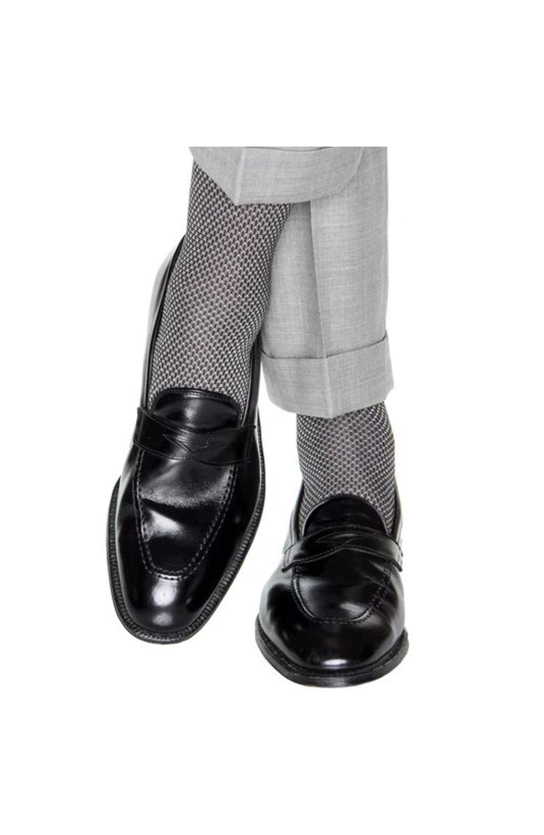 Trafalgar Clayton Birdseye Over The Calf Mercerized Cotton Socks, Alternate, color, Black And Ash