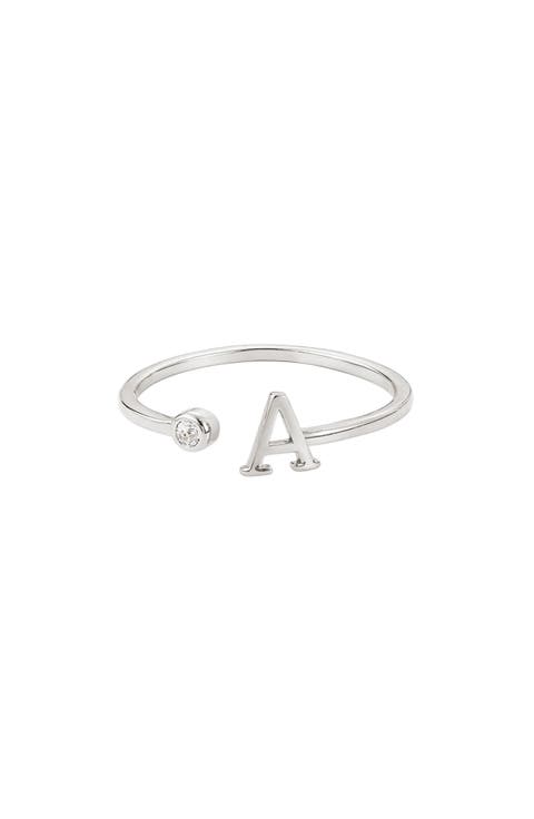 Cubic Zirconia Initial Adjustable Band Ring