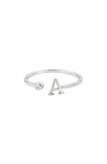 Cubic Zirconia Initial Adjustable Band Ring