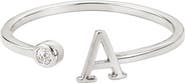 Adornia Cubic Zirconia Initial Adjustable Band Ring