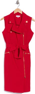 Calvin Klein Moto Tie Waist Dress