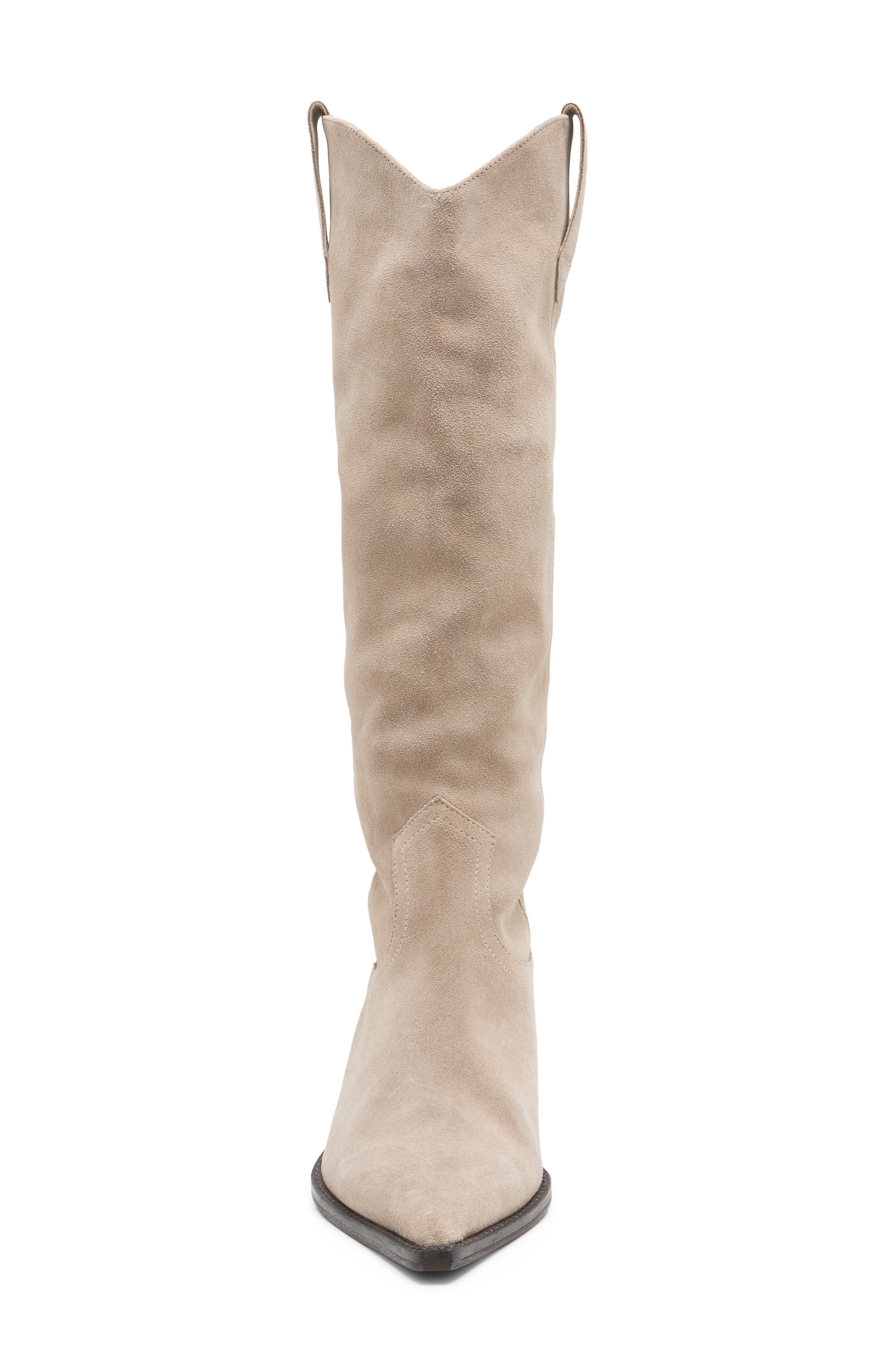 Daisy Slouch Kitten Heel Leather Boot, Alternate, color, LIGHT TAUPE SUEDE