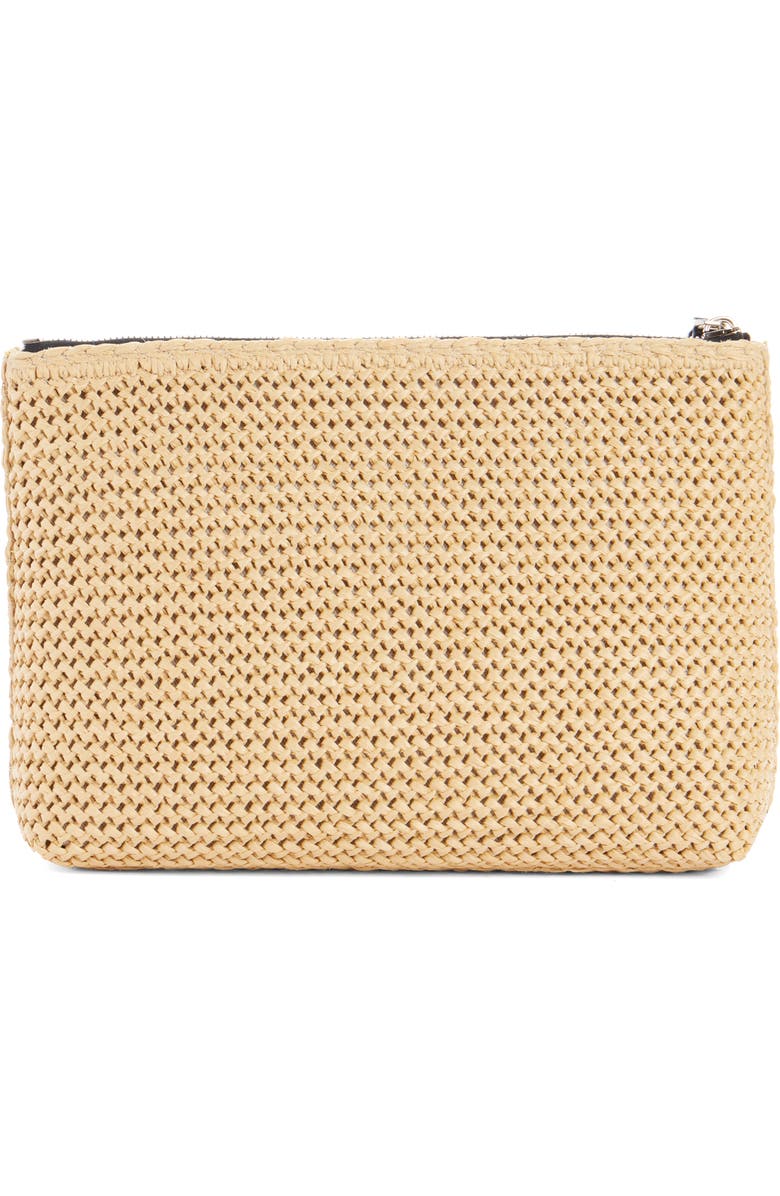 Givenchy Voyou Floral Embroidered Raffia Zip Pouch, Alternate, color,