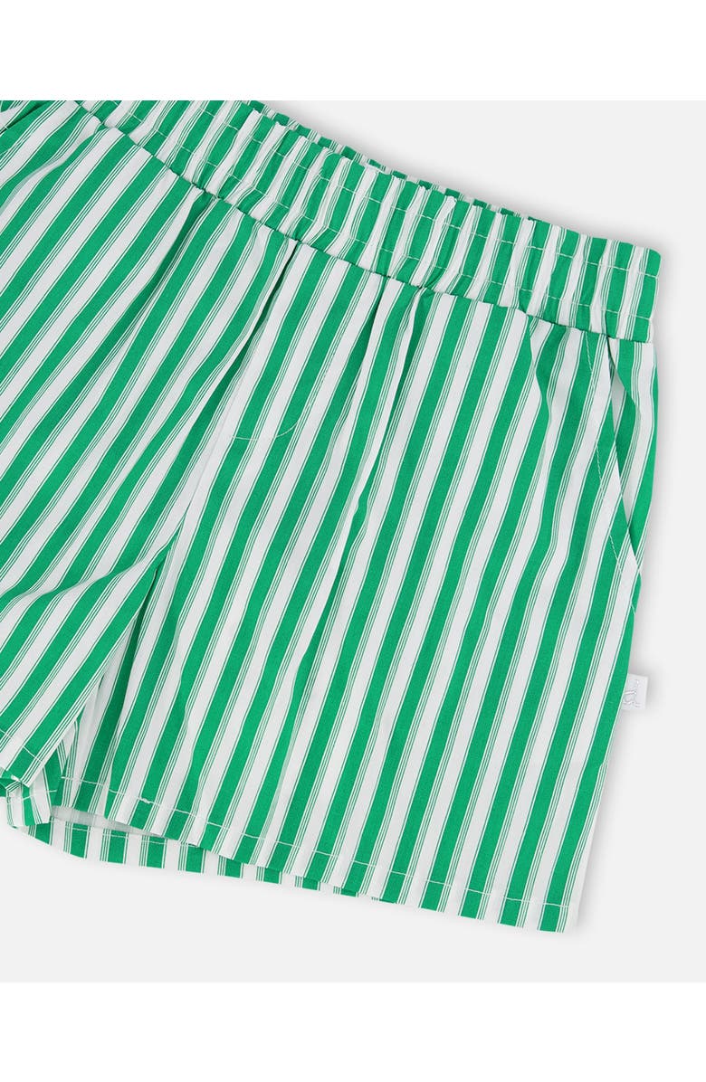 Deux par Deux Elastic Waist Slant Pockets Striped Shorts, Alternate, color, Green Stripes