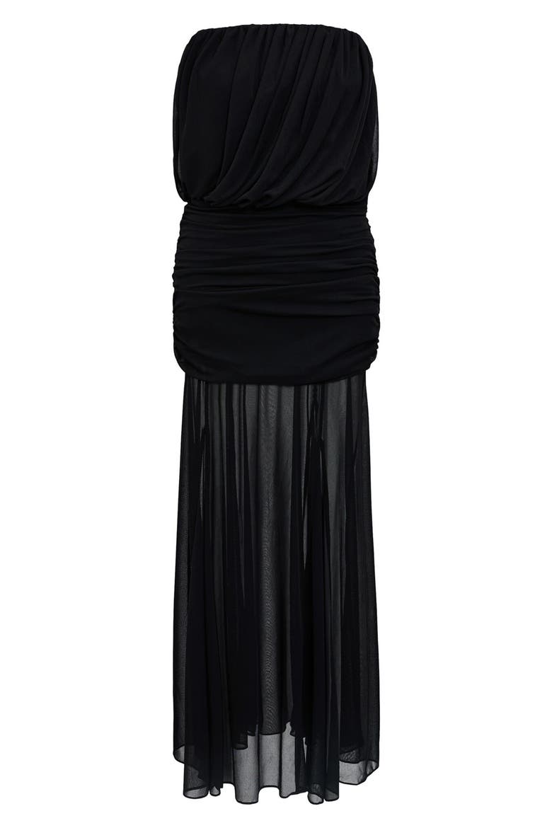 Bandeau Draped Maxi Dress, Alternate, color, BLACK