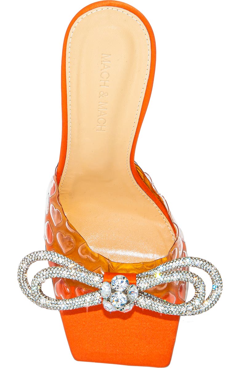 Mach & Mach Hearts Crystal Double Bow Square Toe Slide Sandal, Alternate, color,