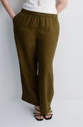 MANGO Straight Leg Linen Blend Pants