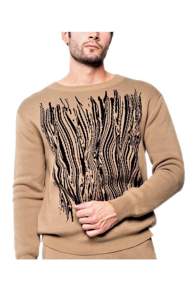 Dai Moda Mens' Caviar Embroidery Print Sweater, Main, color, Wheat